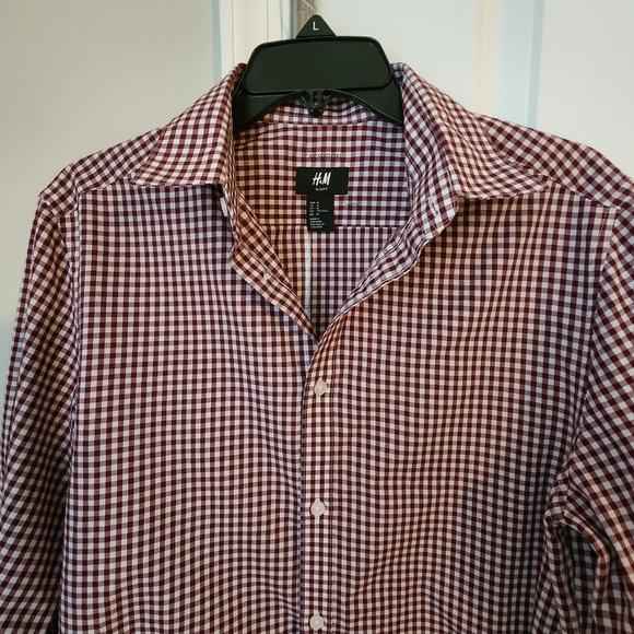 H&M slim fit easy-iron button front shirt. Mens M - Picture 2 of 13